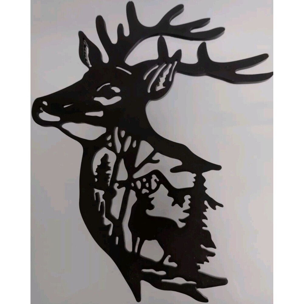Deer Silhouette Black Resin With Deer & Pine Trees Inside Homemade Home Decor